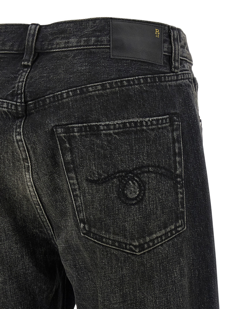 R13 Black Cotton Straight-Leg Jeans for Women