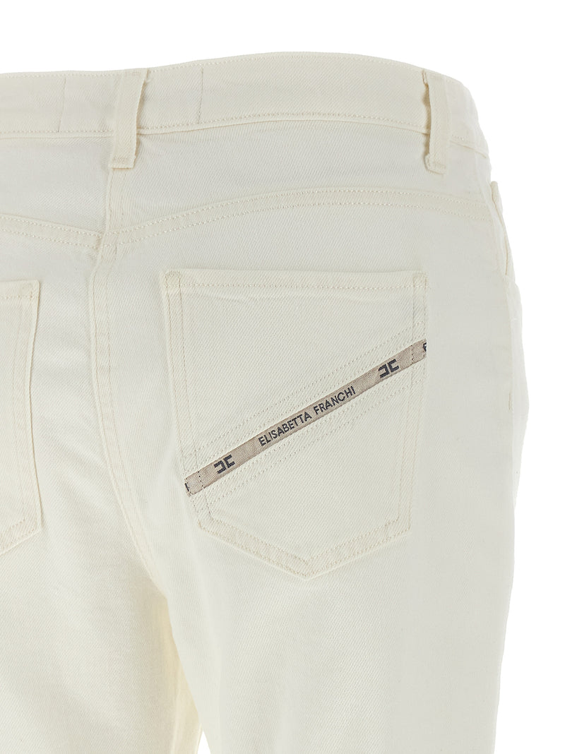 Elisabetta Franchi Jeans en jean de coton blanc