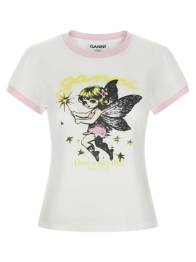 T-shirt Ganni en coton biologique blanc