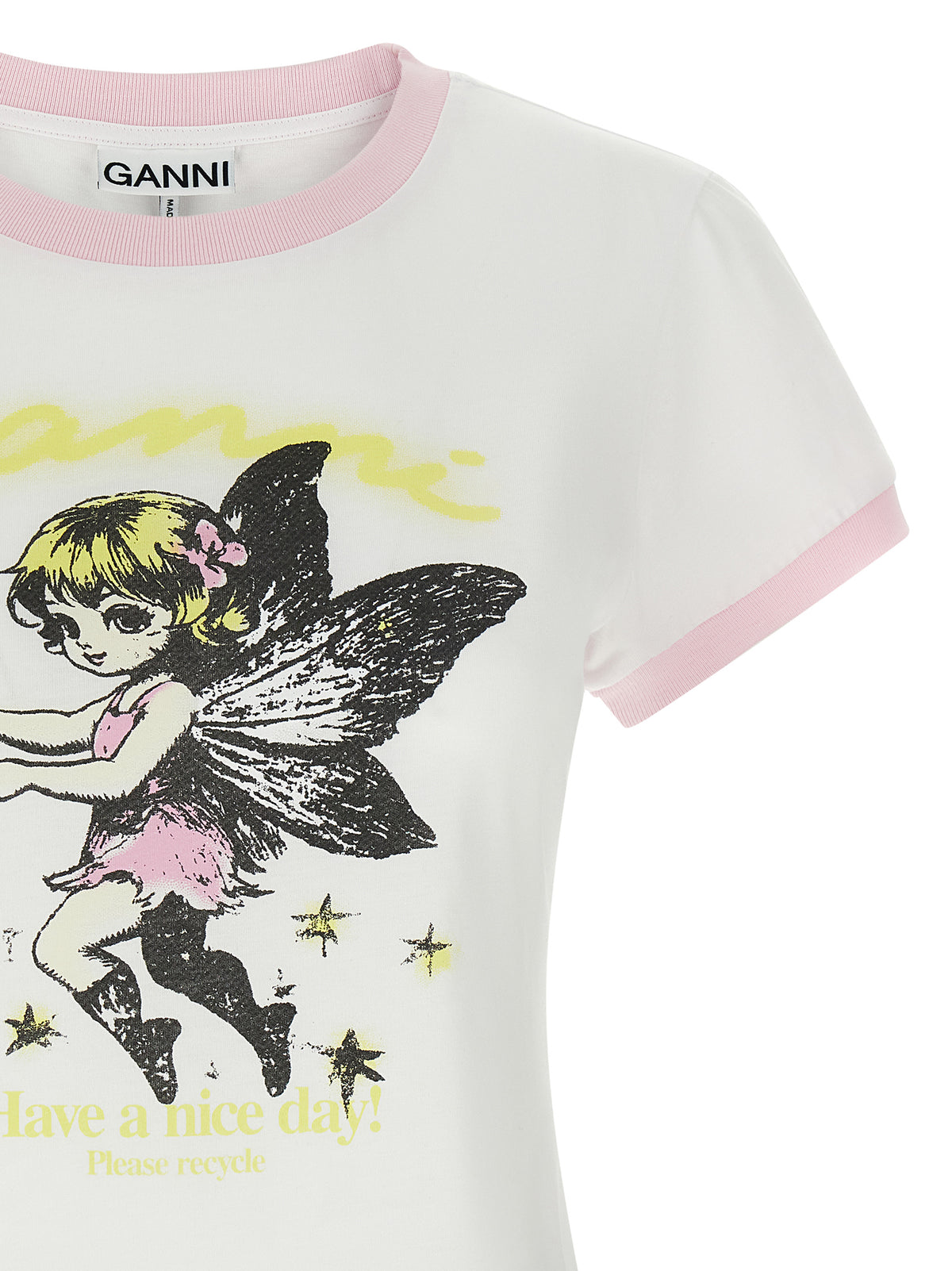 T-shirt Ganni en coton biologique blanc