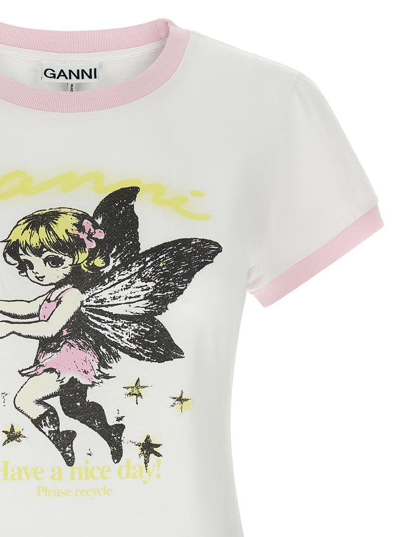 T-shirt Ganni en coton biologique blanc