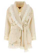 Alanui White Virgin Wool Cardigan