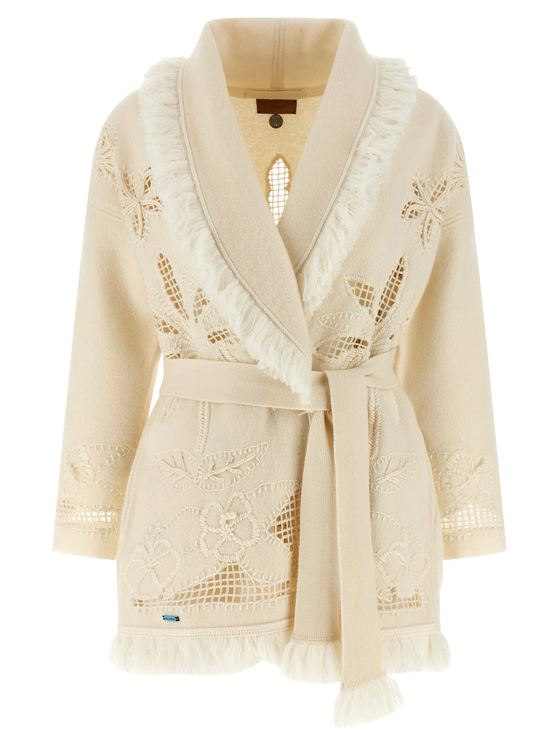 Alanui White Virgin Wool Cardigan