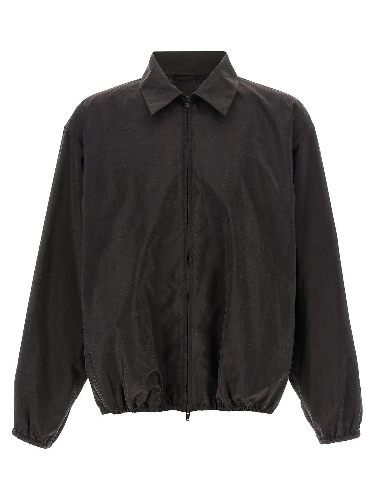 SSSTEIN Brown Silk Shell Jacket - Modern Edge Meets Classic Allure