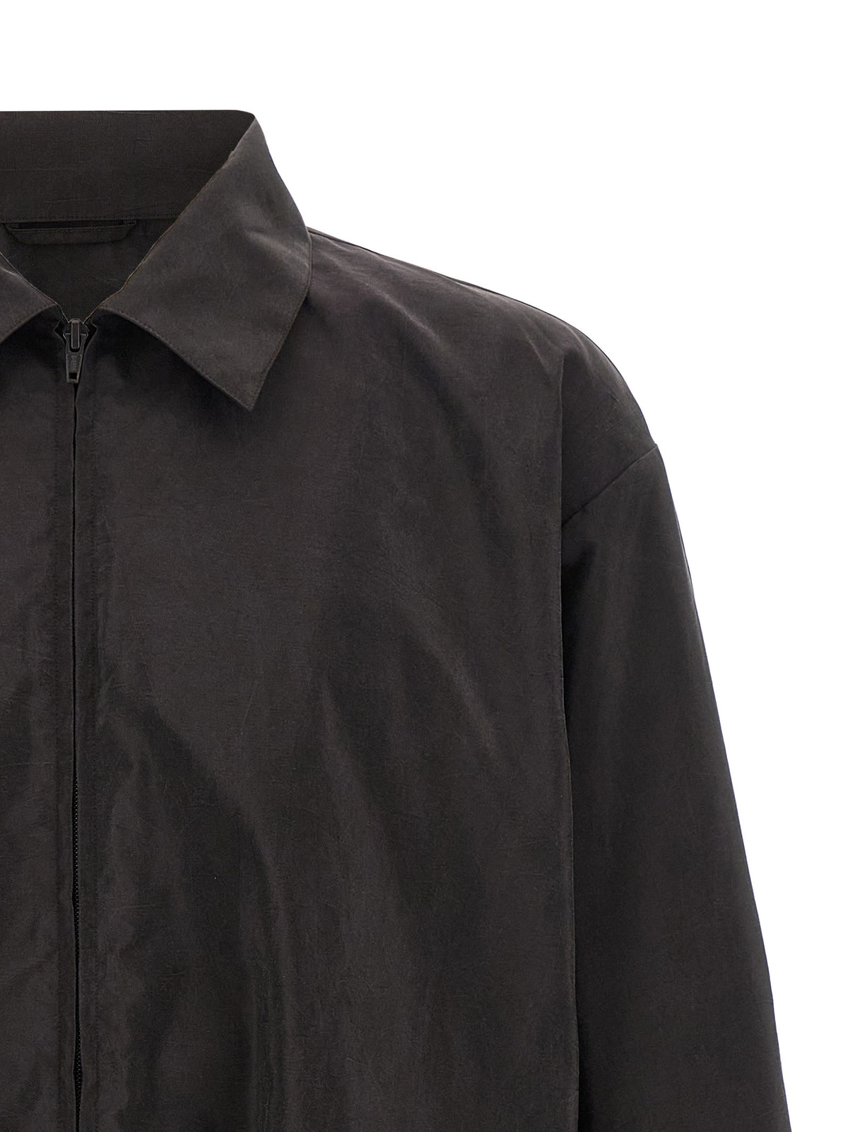 SSSTEIN Brown Silk Shell Jacket - Modern Edge Meets Classic Allure