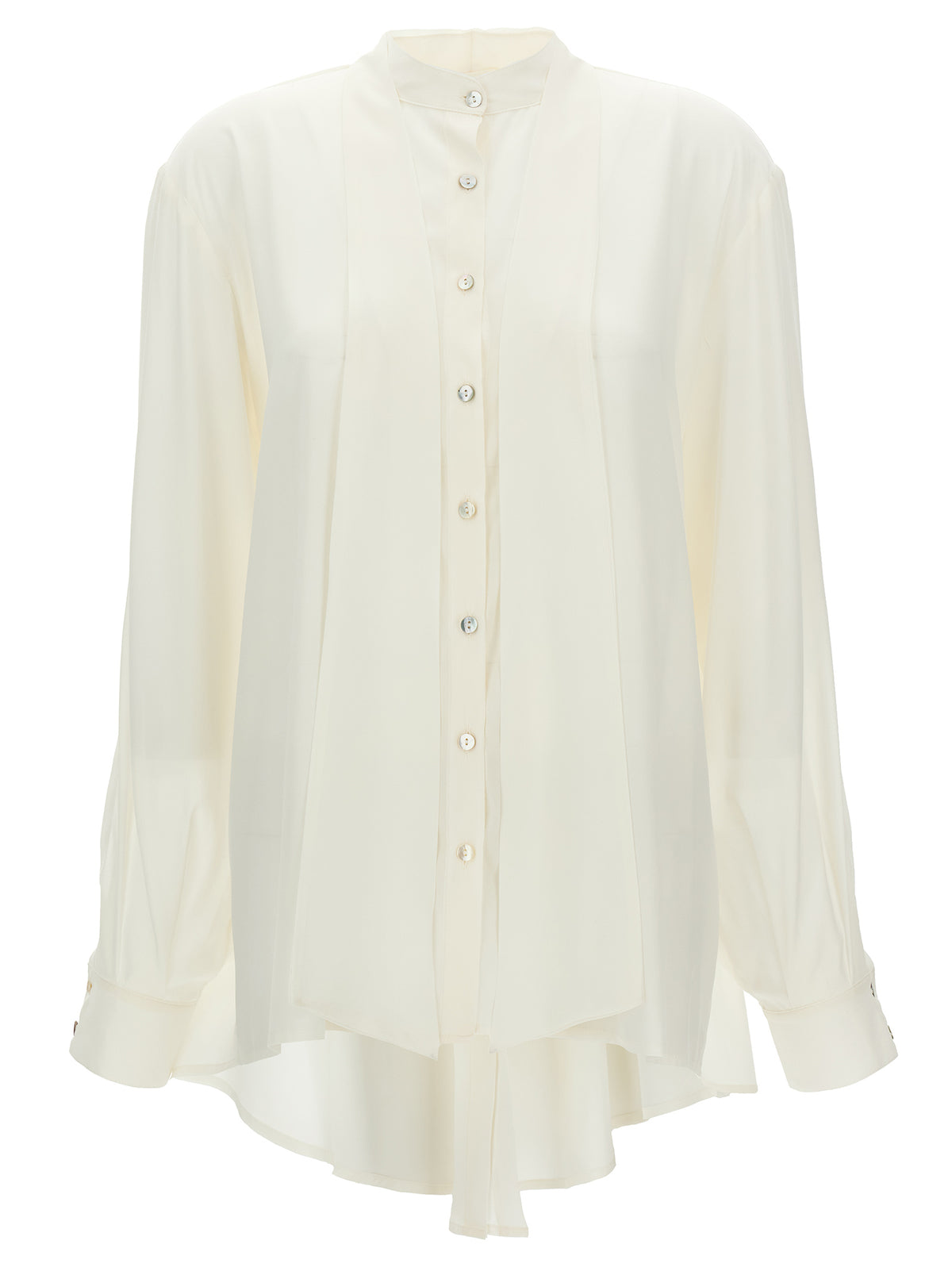DI.LA3 PARI' Bonton White Silk Blouse