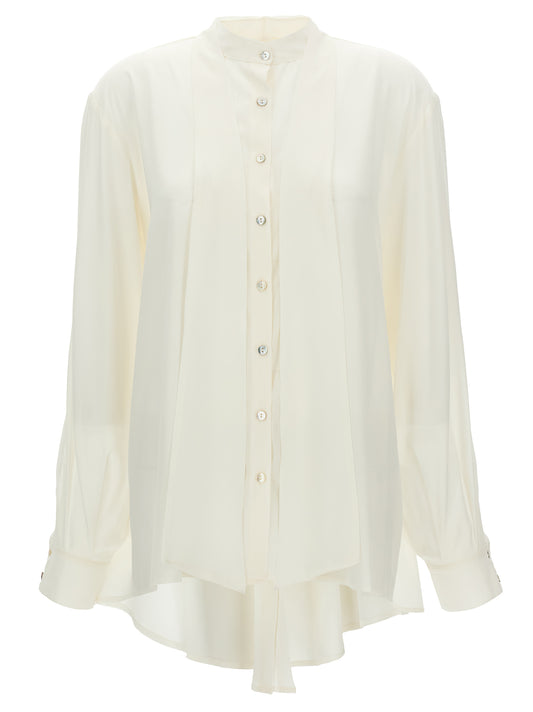 DI.LA3 PARI' Bonton White Silk Blouse