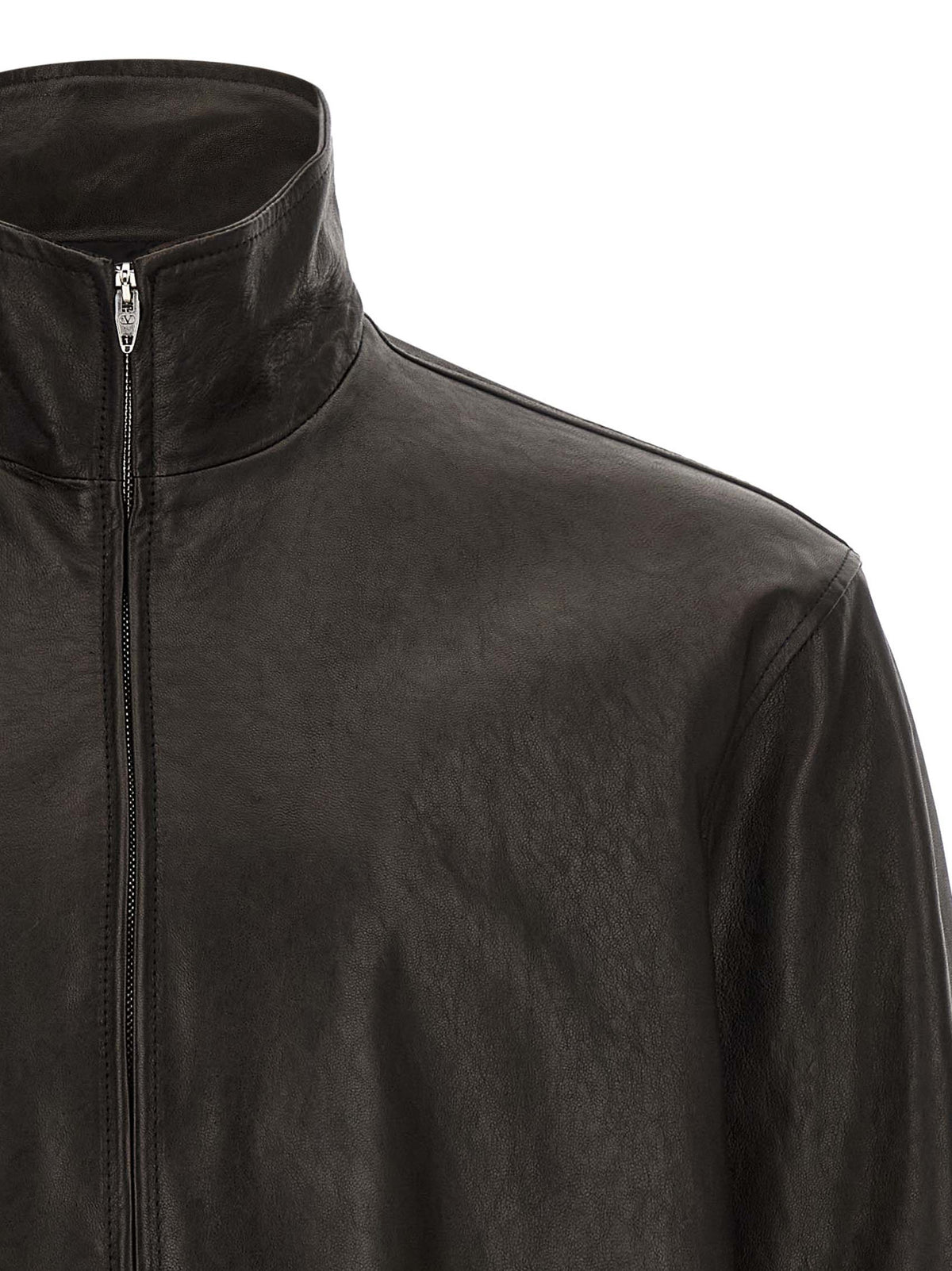 Blouson en cuir de veau noir Valentino Garavani
