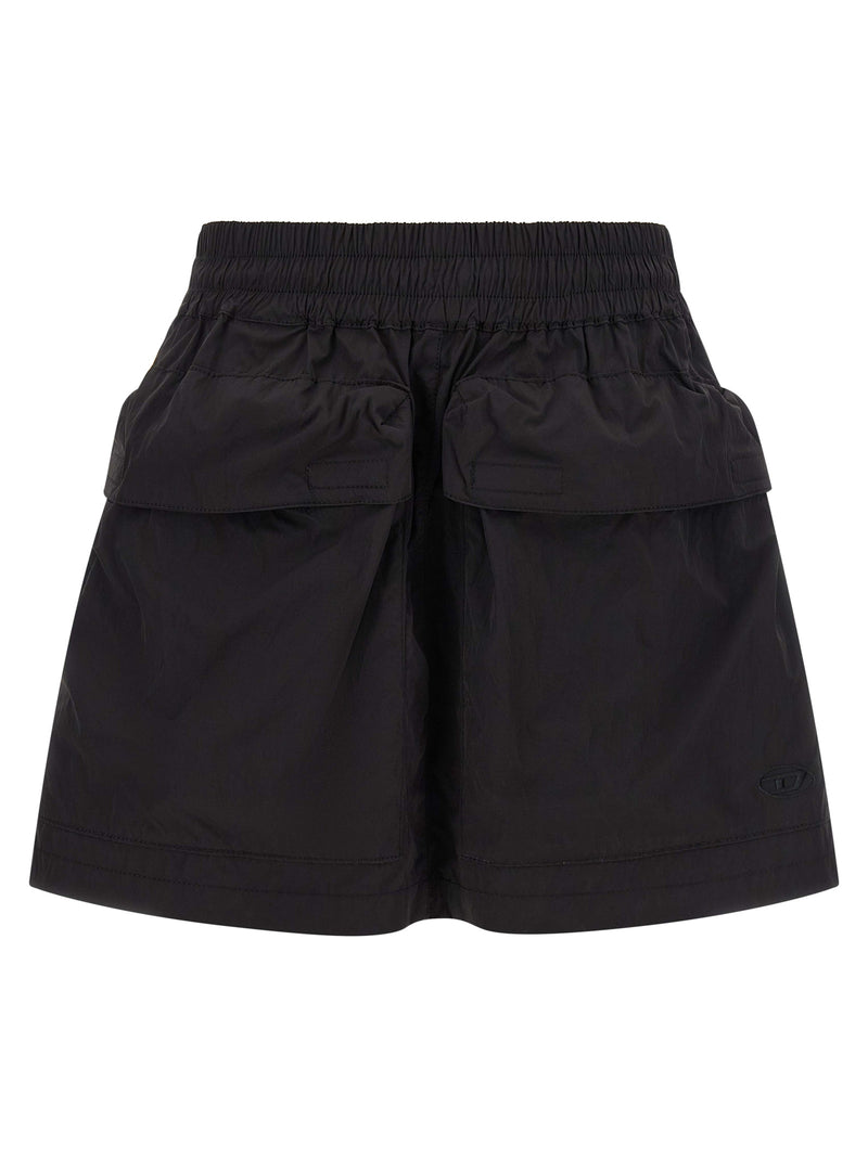 Diesel Black Polyamide Long Skirt