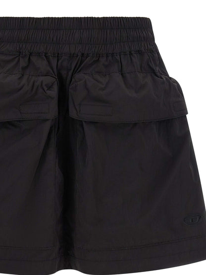 Diesel Black Polyamide Long Skirt