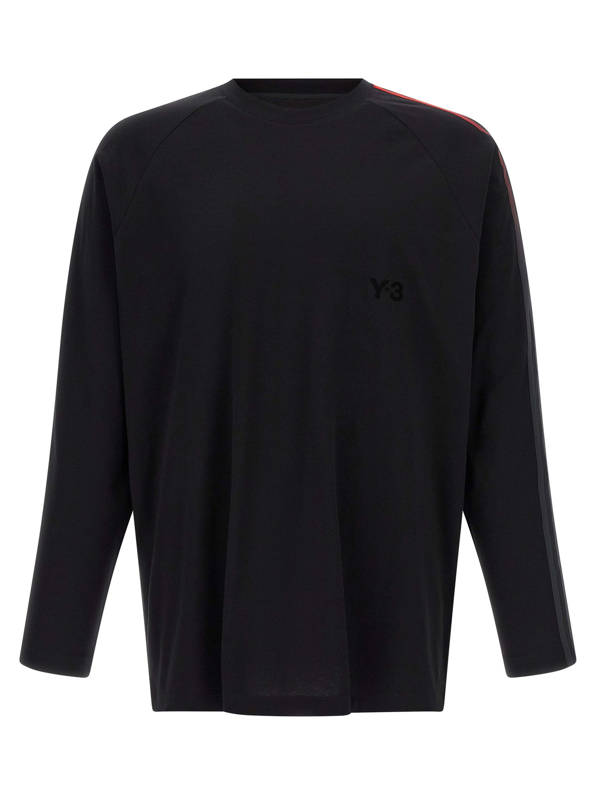 Y-3 Black Cotton T-Shirt - Oversized Gradient Stripes