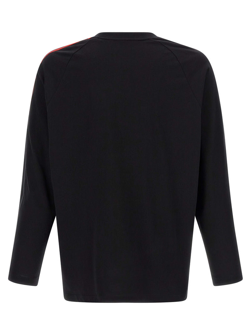 Y-3 Oversized Black Cotton T-Shirt with Gradient Stripes