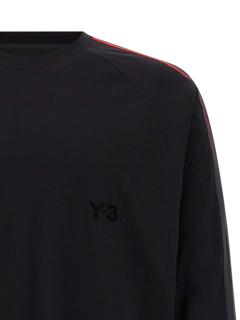 Y-3 Oversized Black Cotton T-Shirt with Gradient Stripes