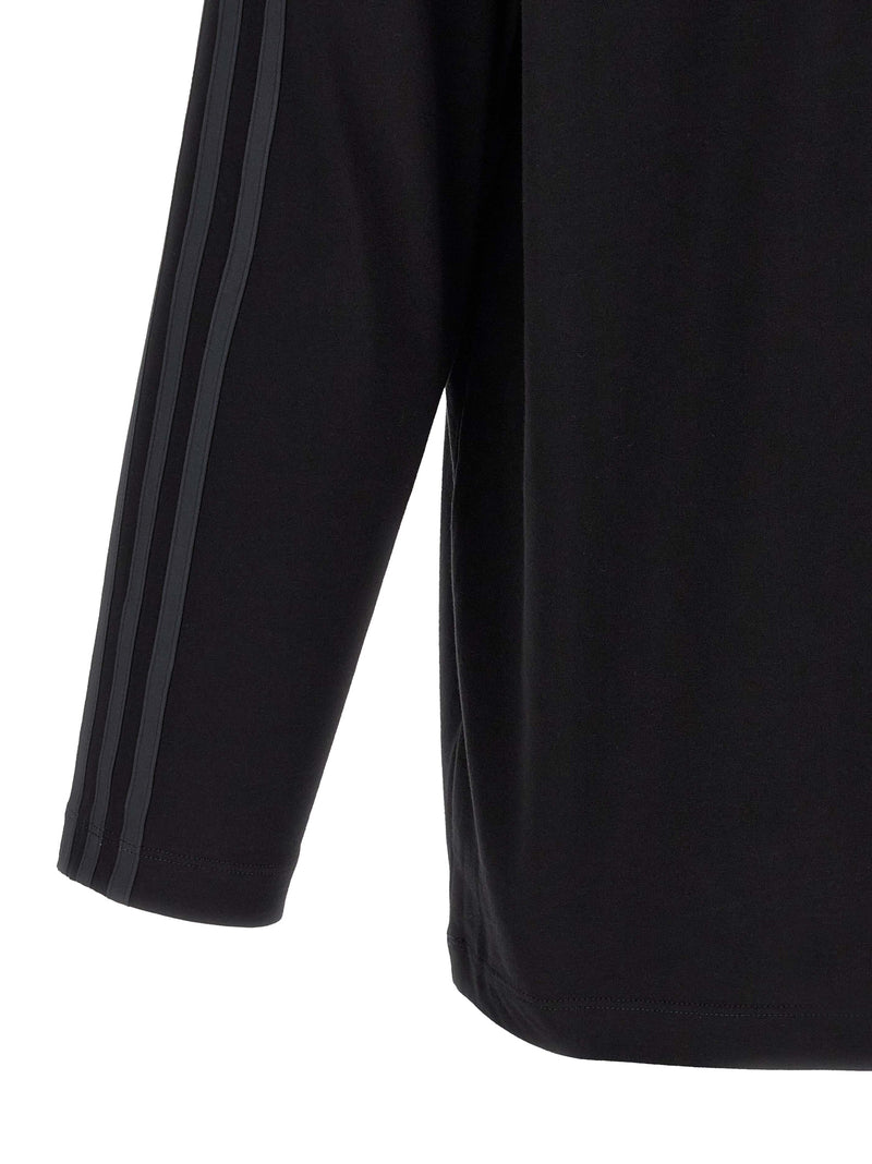 Y-3 Oversized Black Cotton T-Shirt with Gradient Stripes