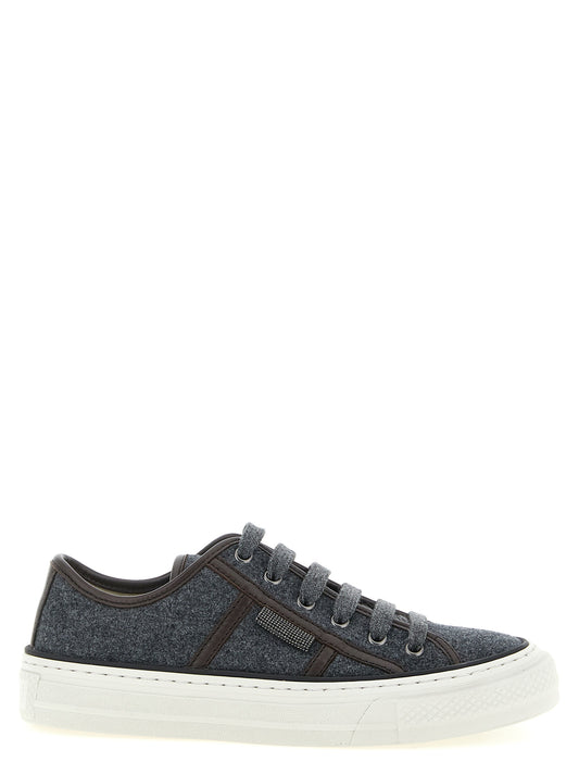 Baskets basses Brunello Cucinelli grises en laine vierge
