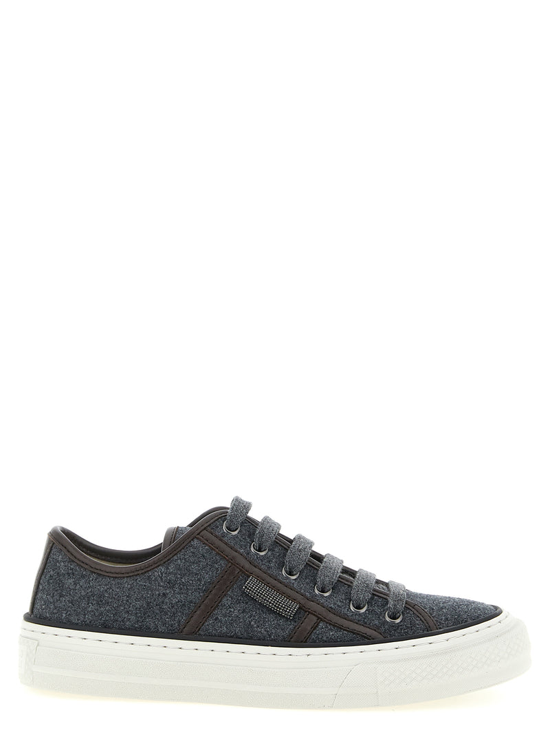 Baskets basses Brunello Cucinelli grises en laine vierge
