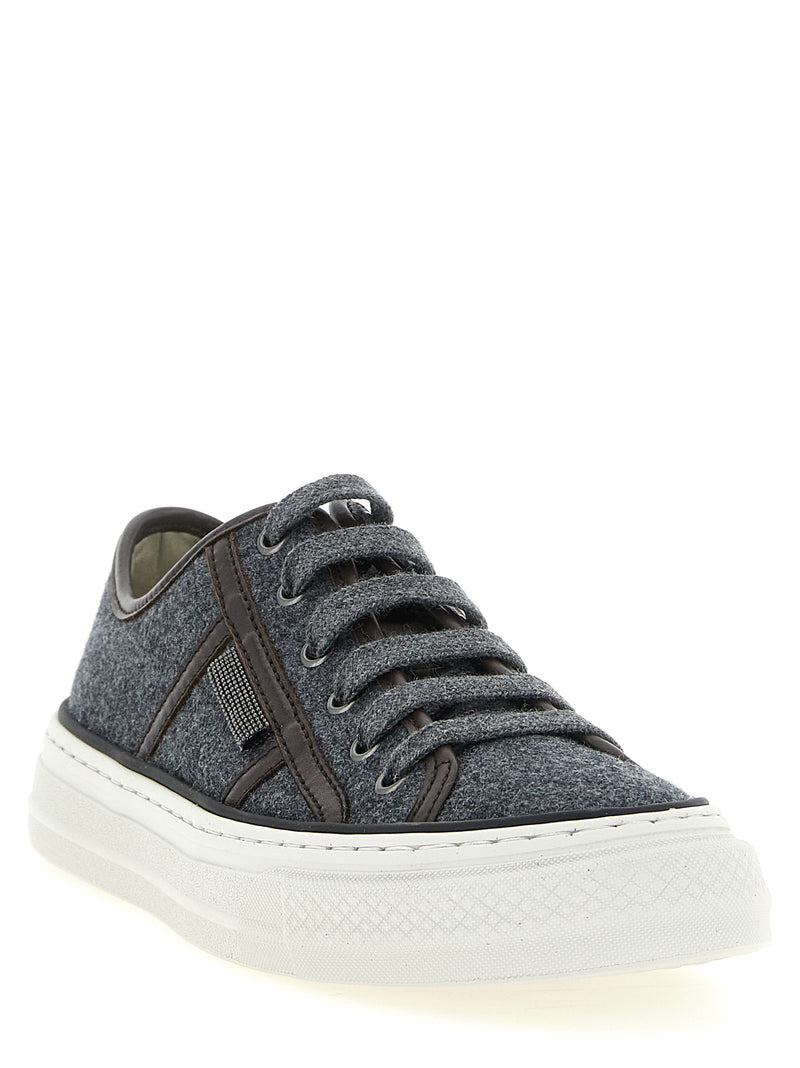 Baskets basses Brunello Cucinelli grises en laine vierge