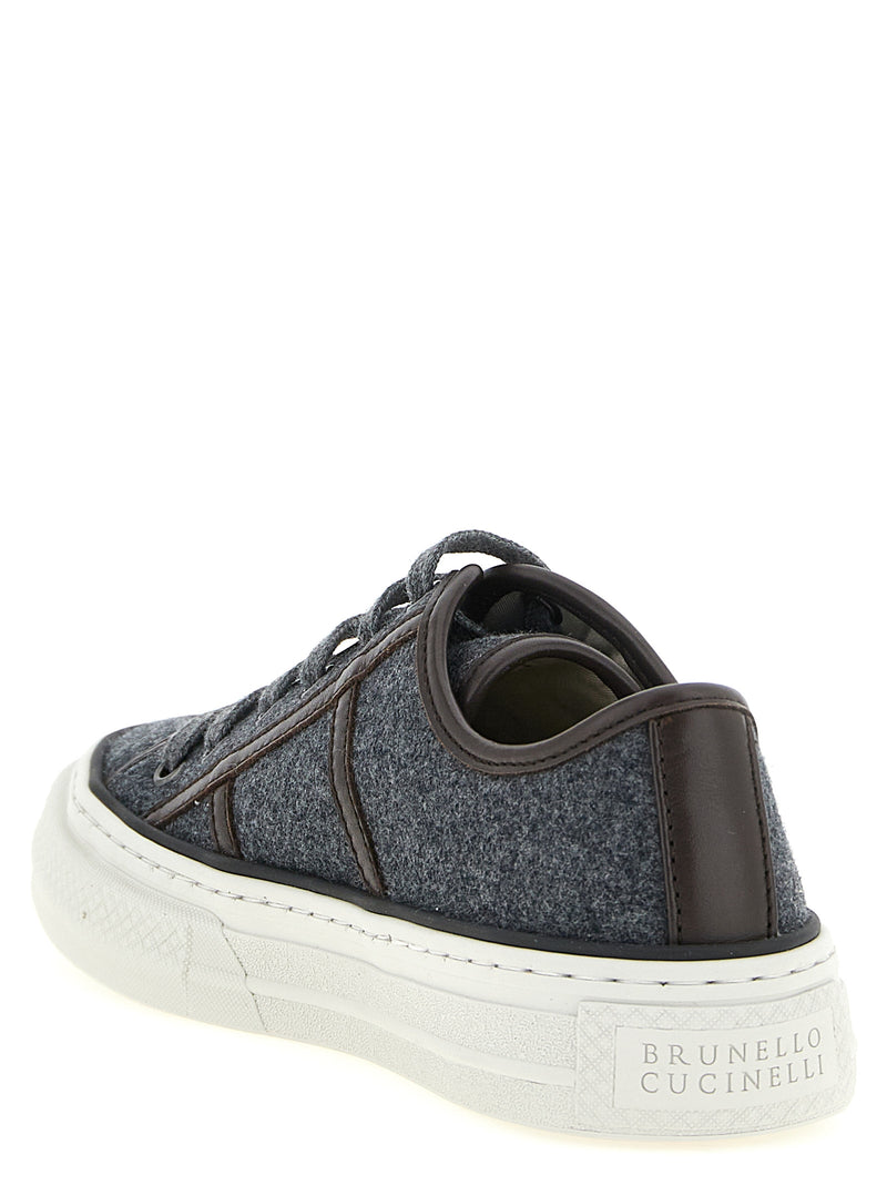 Baskets basses Brunello Cucinelli grises en laine vierge