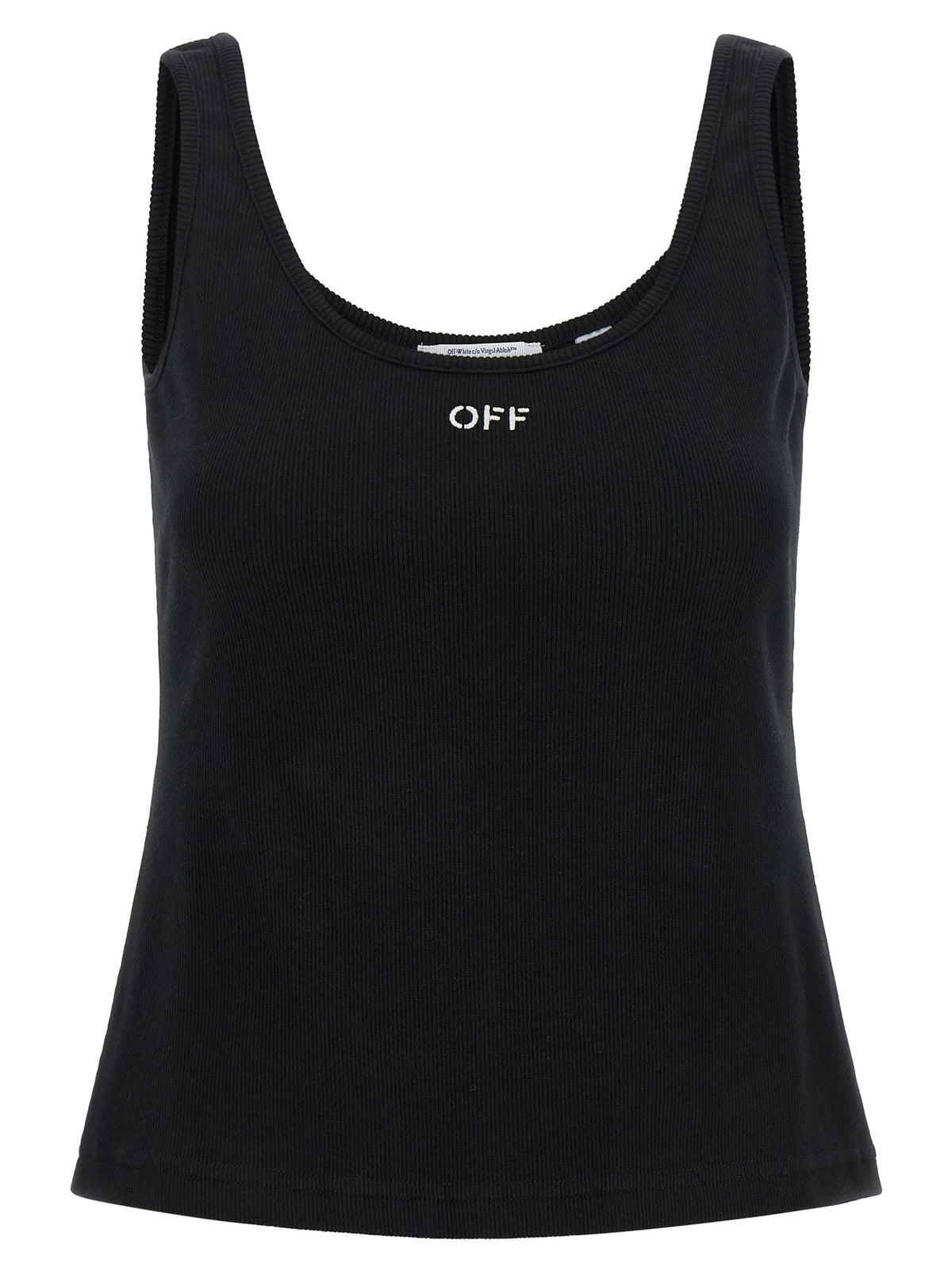 Off-White Black Cotton Tank Tops