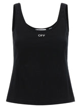 Off-White Black Cotton Tank Tops