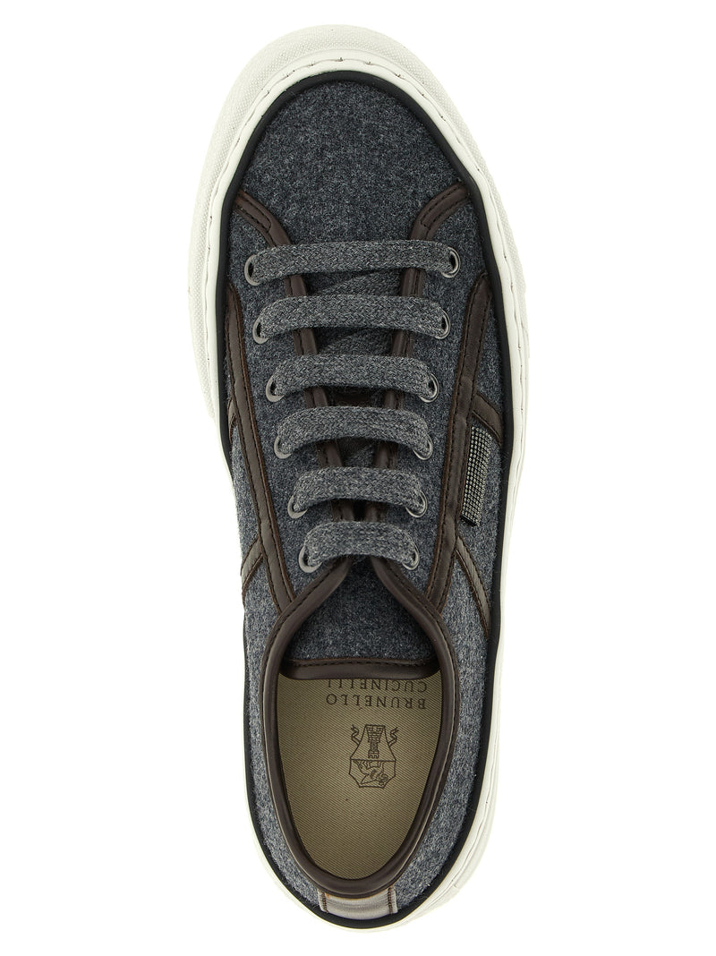 Baskets basses Brunello Cucinelli grises en laine vierge