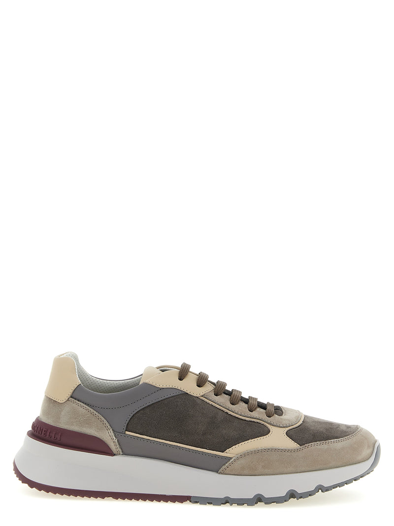 Baskets Athlétiques Brunello Cucinelli en Cuir de Veau Multicolore