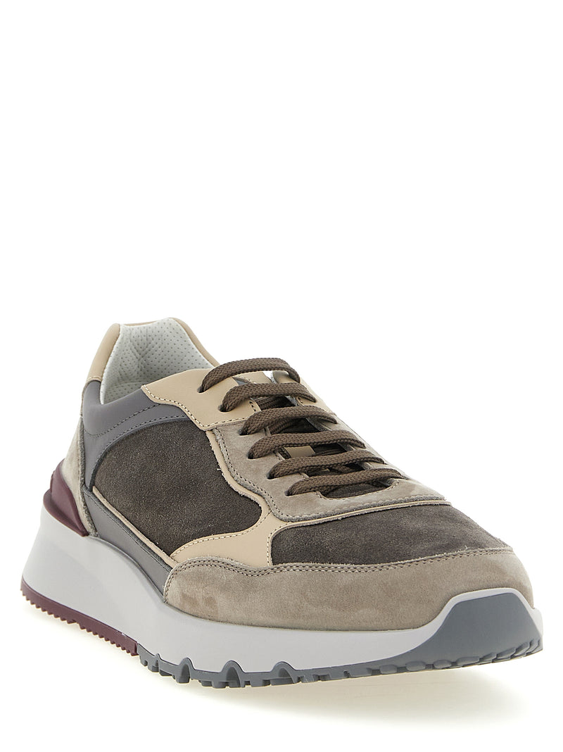 Baskets Athlétiques Brunello Cucinelli en Cuir de Veau Multicolore