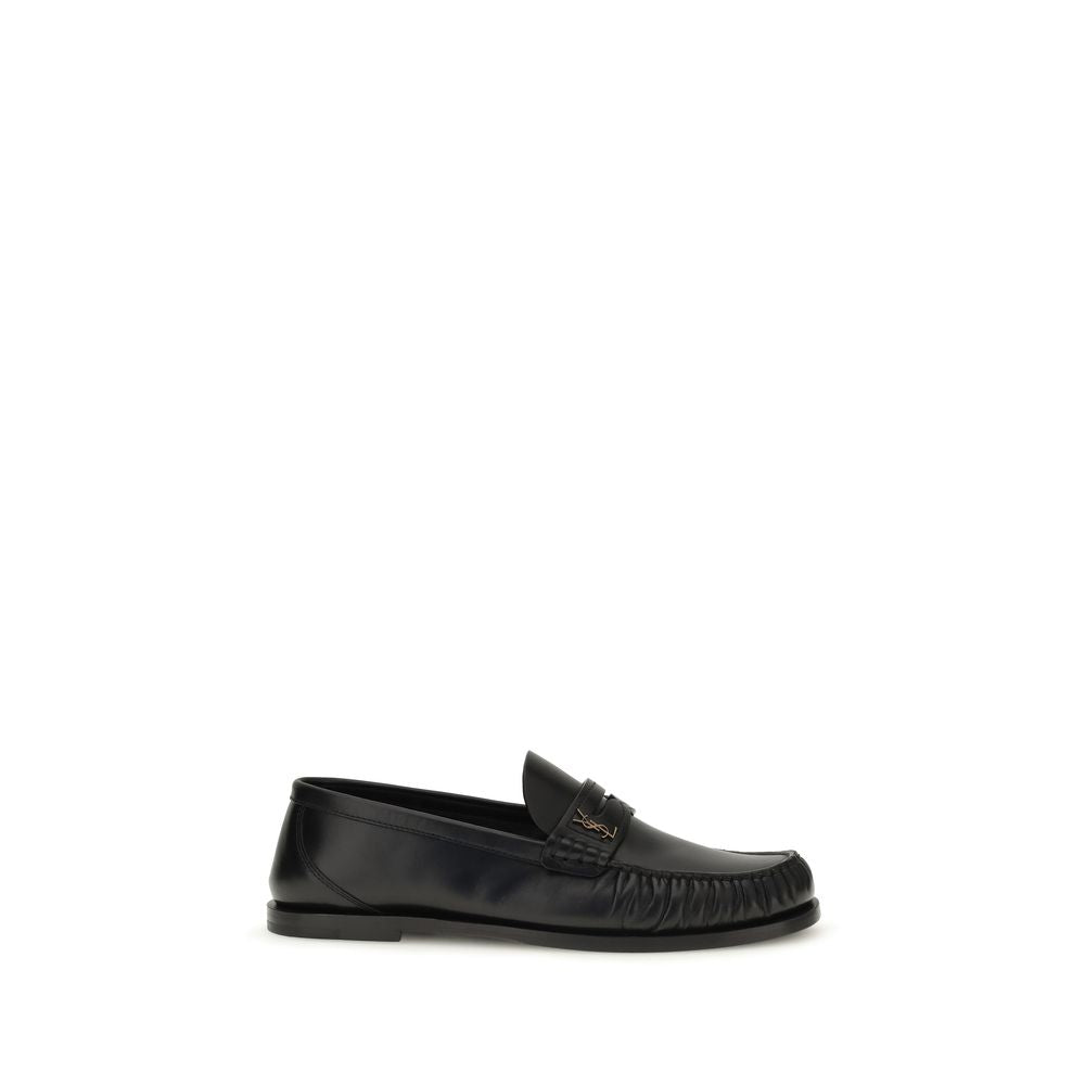 Mocassins à enfiler Saint Laurent en cuir de veau noir Bos Taurus