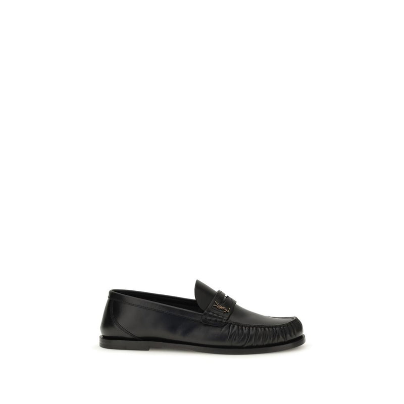 Mocassins à enfiler Saint Laurent en cuir de veau noir Bos Taurus
