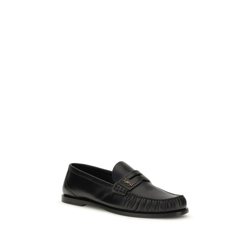 Mocassins à enfiler Saint Laurent en cuir de veau noir Bos Taurus