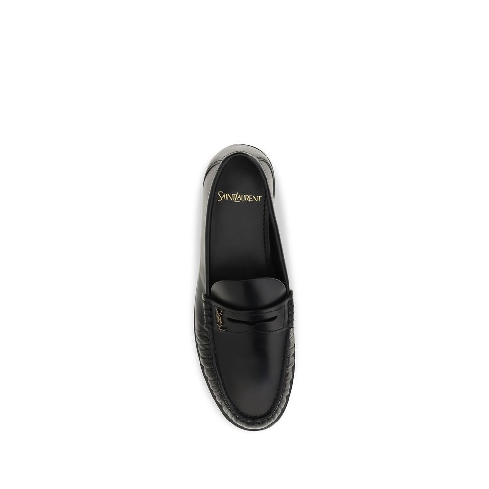 Mocassins à enfiler Saint Laurent en cuir de veau noir Bos Taurus