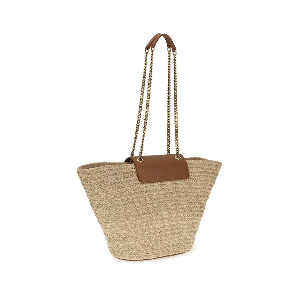 Saint Laurent Manon Raffia Beige Shoulder Bag