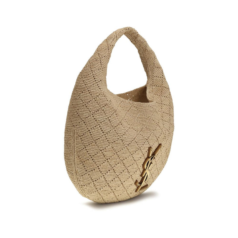 Saint Laurent Icare Hobo Bag en Raffia Beige