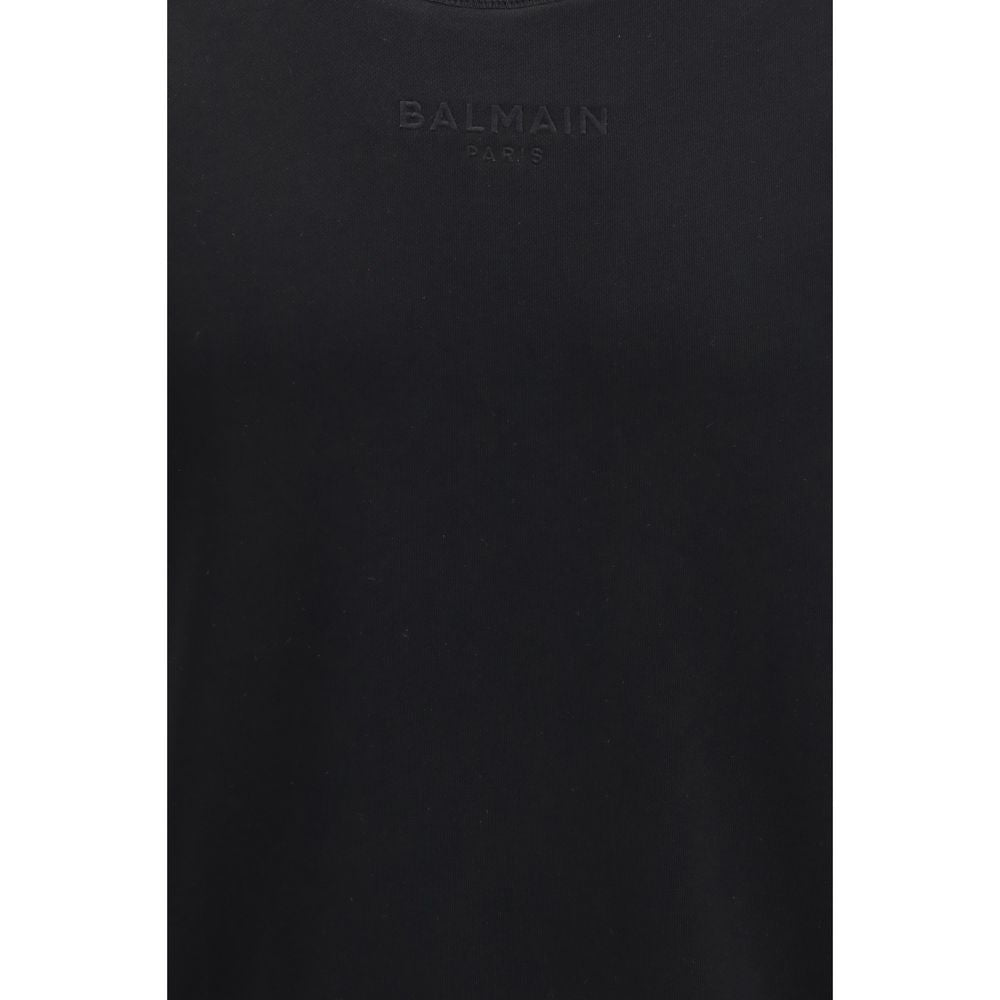Balmain Black Cotton Sweatshirt with Embroidered Logo