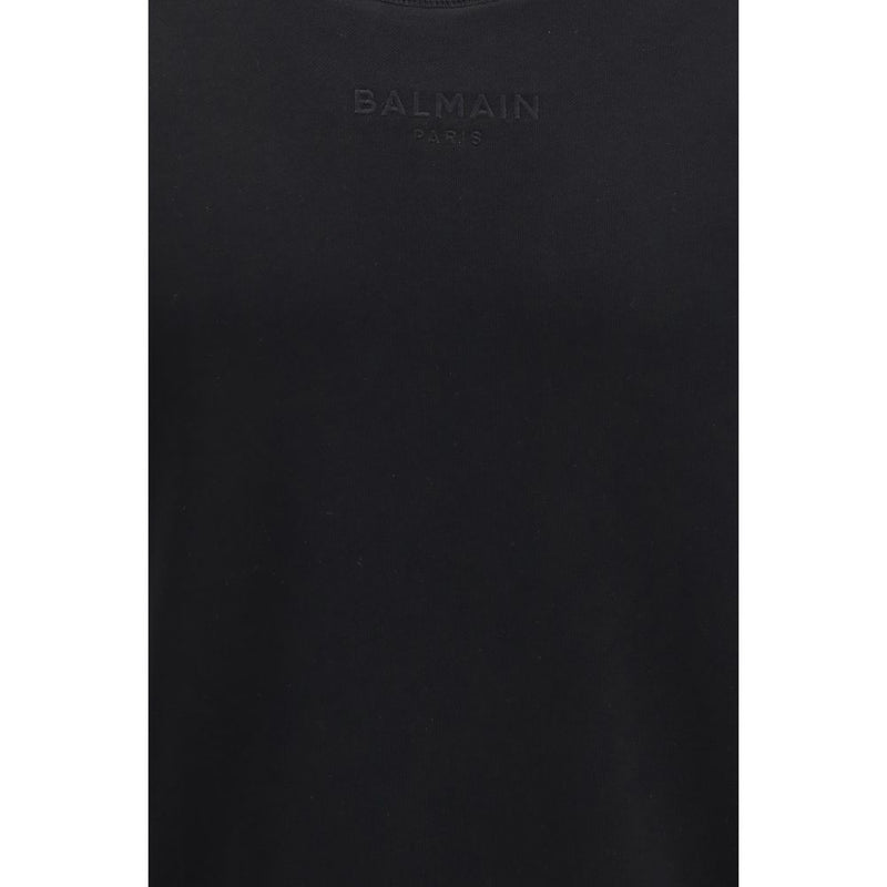 Balmain Black Cotton Sweatshirt with Embroidered Logo