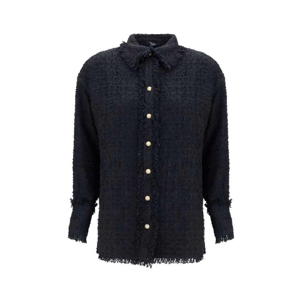 Chemise Balmain en polyamide noir à motifs