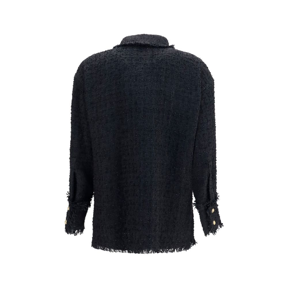 Chemise Balmain en polyamide noir à motifs