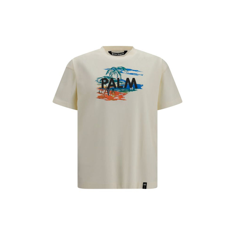 Palm Angels Beige Cotton T-Shirt - Iconic Streetwear