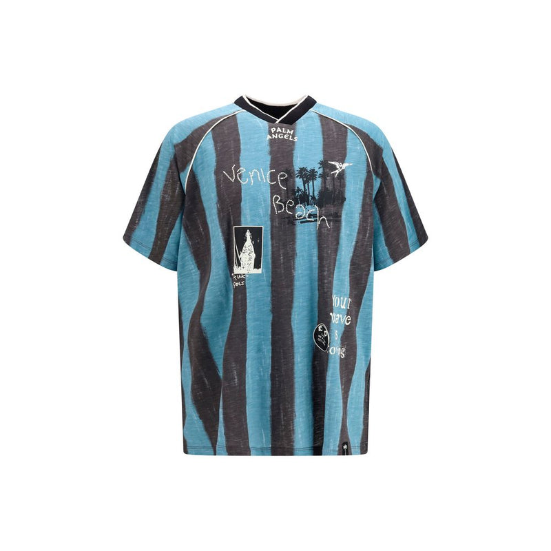 Palm Angels Blue Cotton Soccer Cali T-Shirt