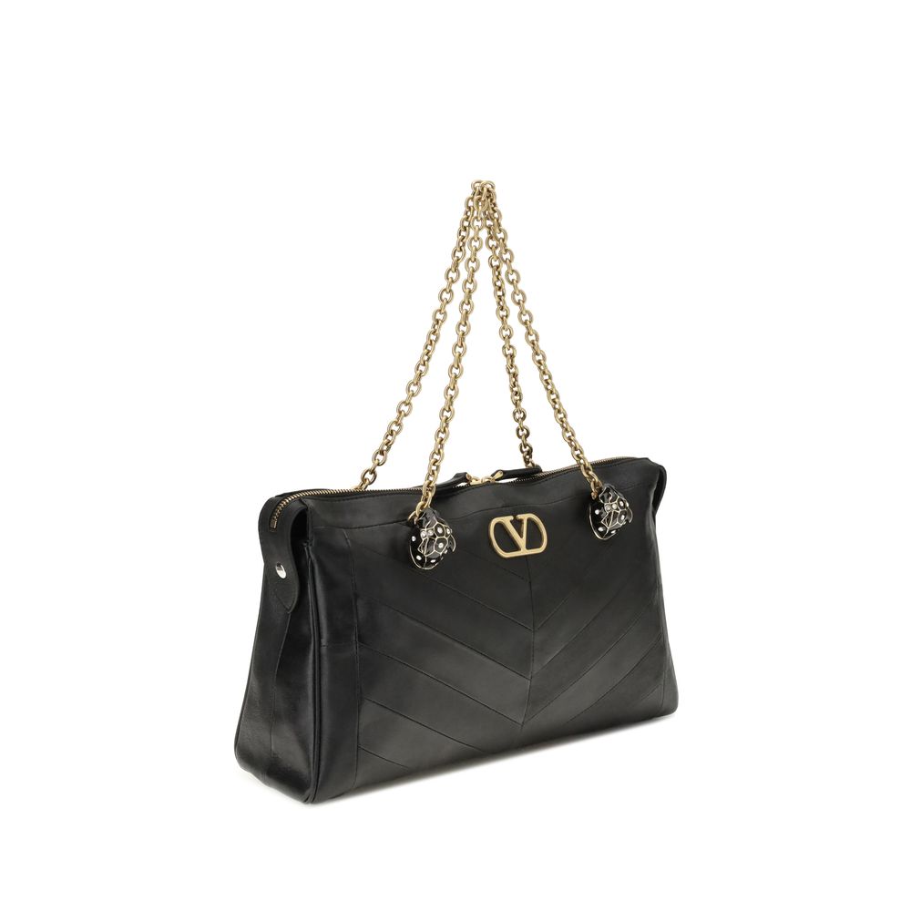 Sac bandoulière Valentino Garavani en agneau noir Ovis Aries
