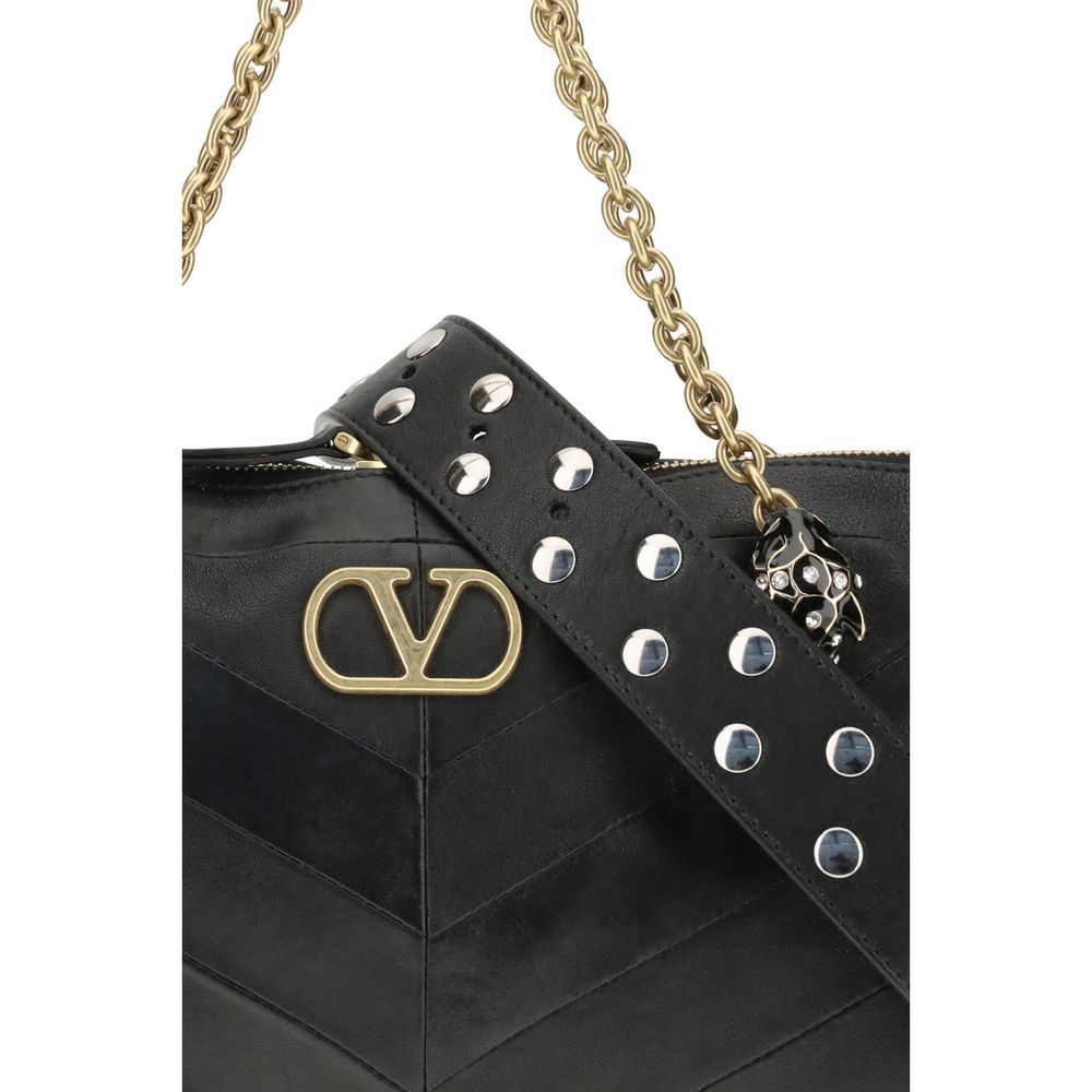 Sac bandoulière Valentino Garavani en agneau noir Ovis Aries