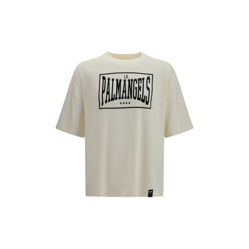 Palm Angels Beige Cotton Vintage Box Logo T-Shirt