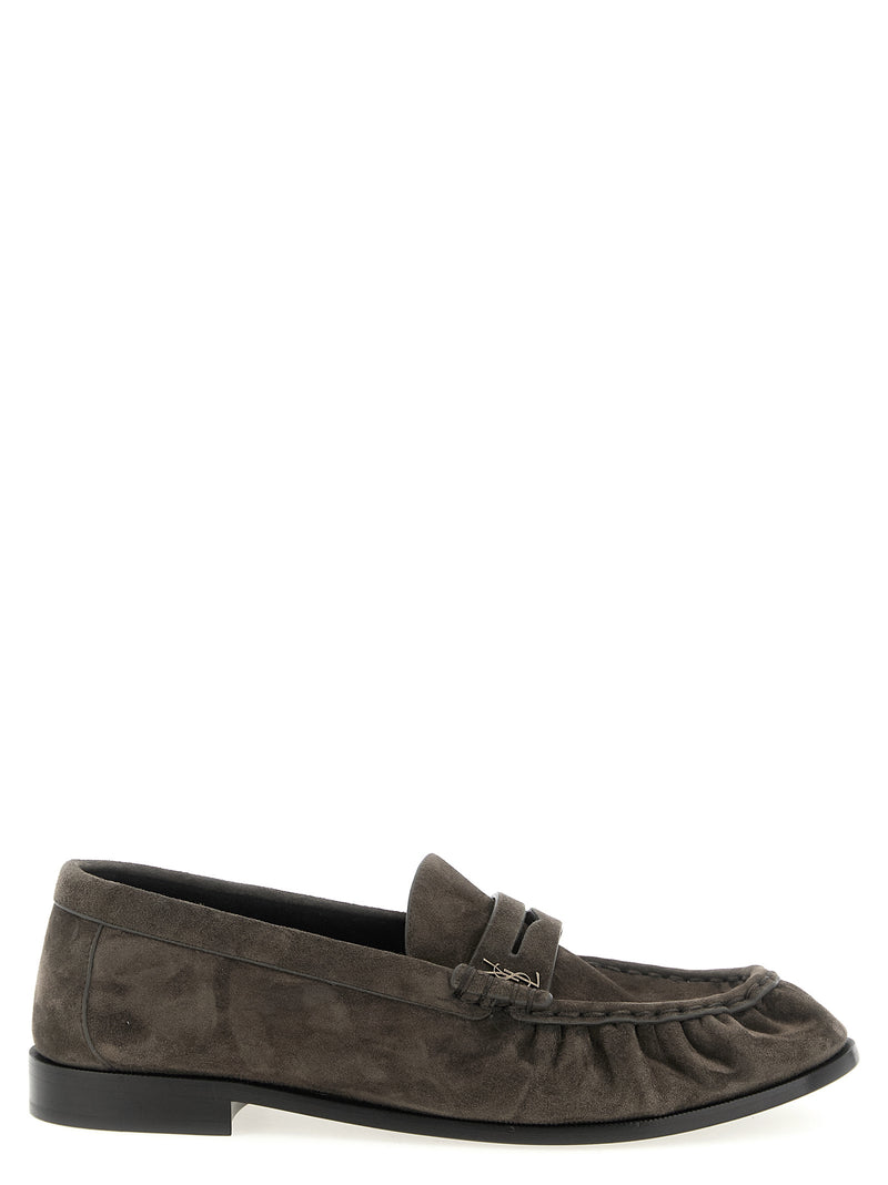 Mocassins à enfiler Saint Laurent en cuir de veau marron