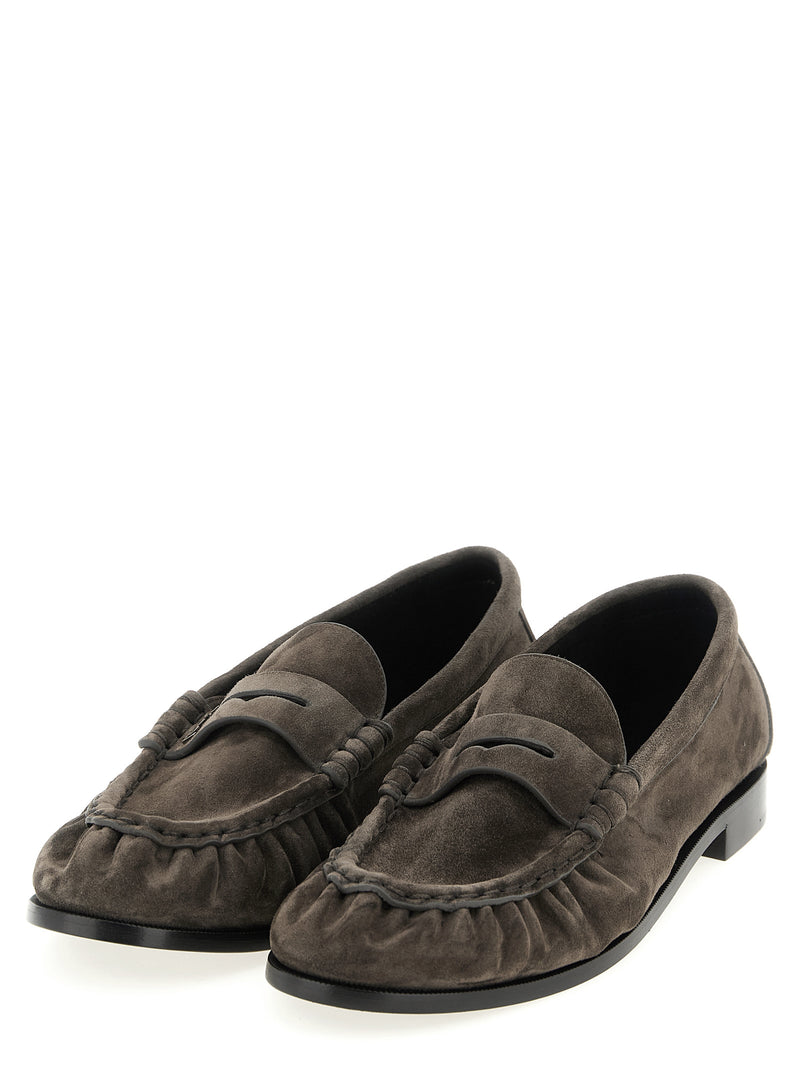 Mocassins à enfiler Saint Laurent en cuir de veau marron