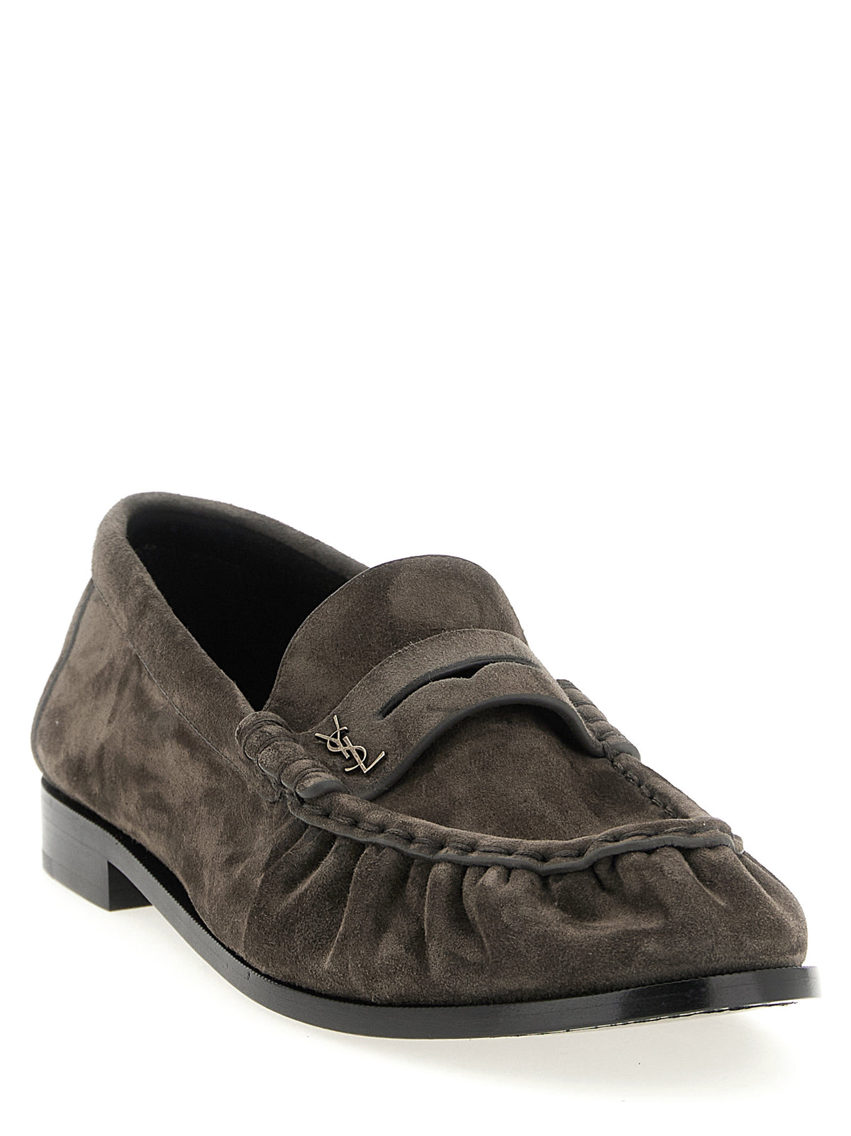 Saint Laurent Brown Calfskin Slip-On Loafers