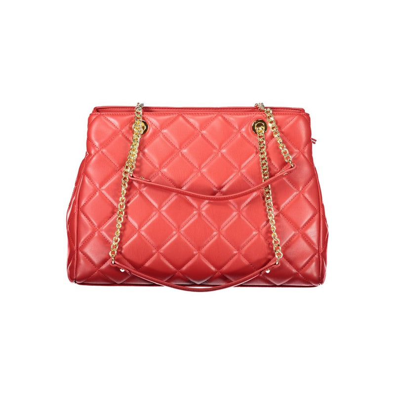 Mario Valentino Rosso Polyurethane Women's Handbag with Chain