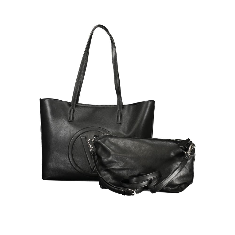 Mario Valentino Nero Poliuretano Sac à Main Femme avec Bandoulière Ajustable