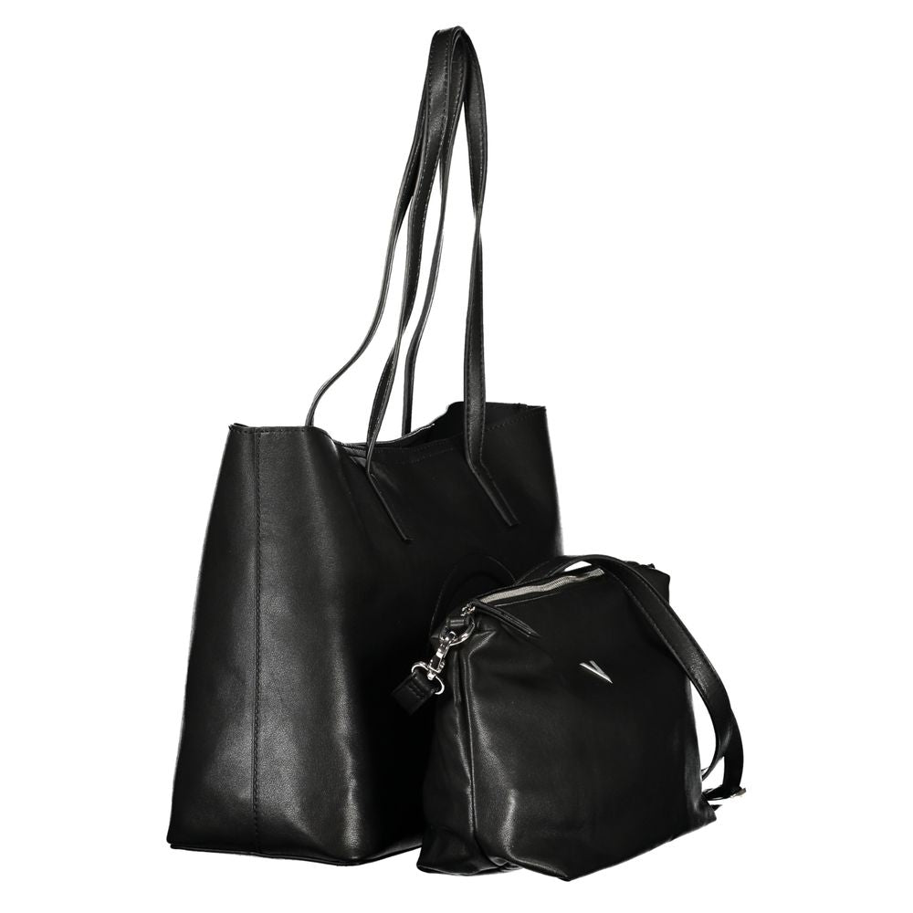 Mario Valentino Nero Poliuretano Sac à Main Femme avec Bandoulière Ajustable