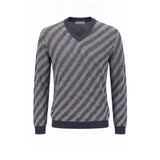Malo Blue Linen Men Sweater - Stylish V-Neck Design
