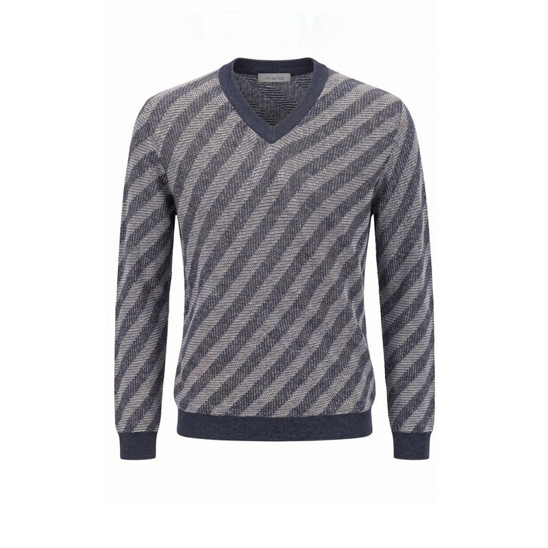 Malo Blue Linen Men Sweater - Stylish V-Neck Design
